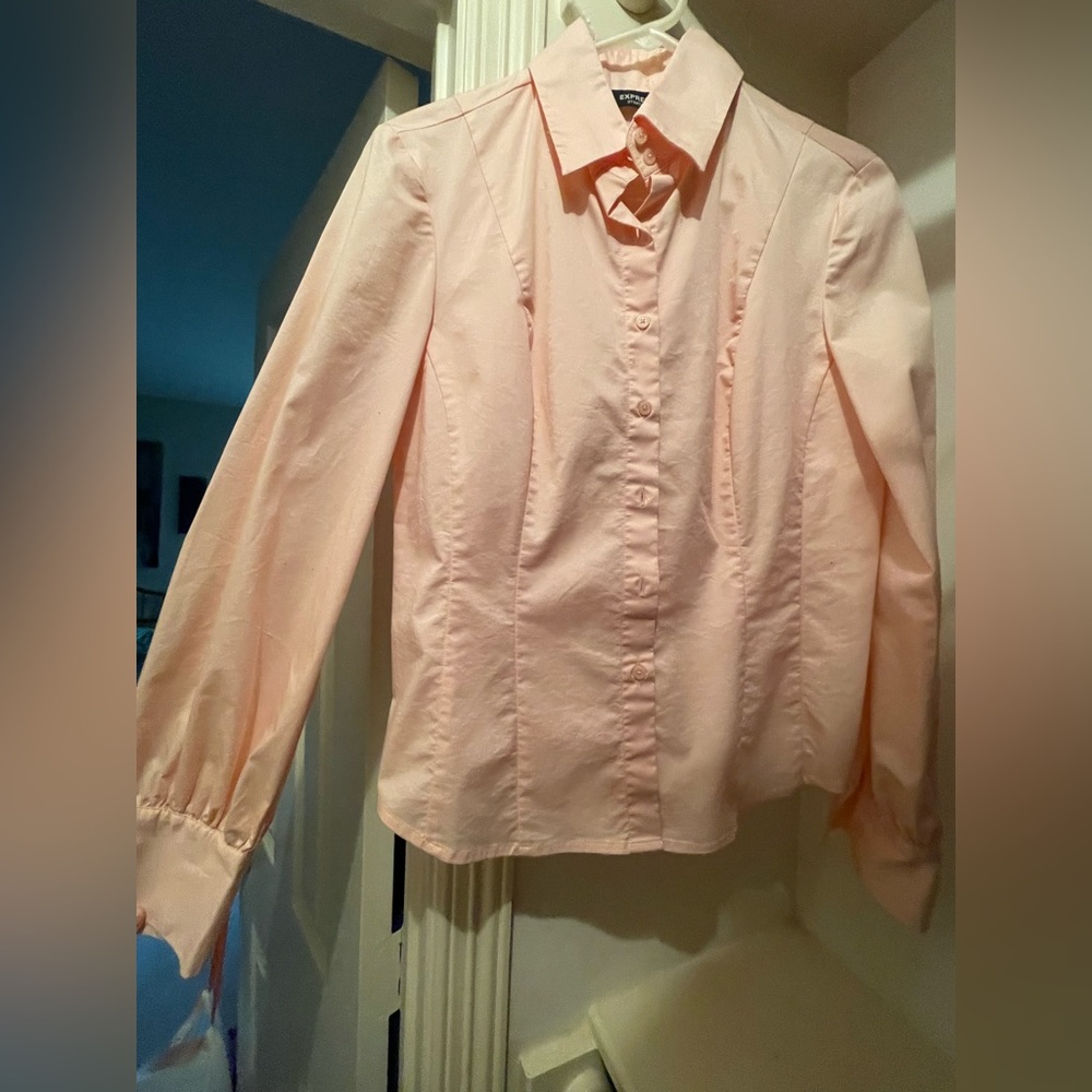 Soft Pink Express Button Down Work Shirt